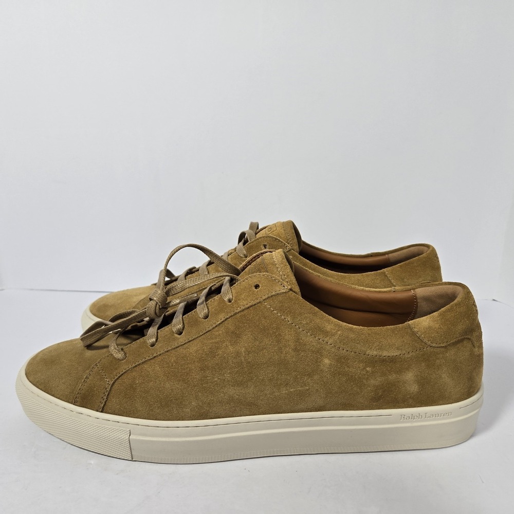 Mens 14 Polo Ralph Lauren Jermain LUX Suede Leather Sneaker Shoes Made in Italy